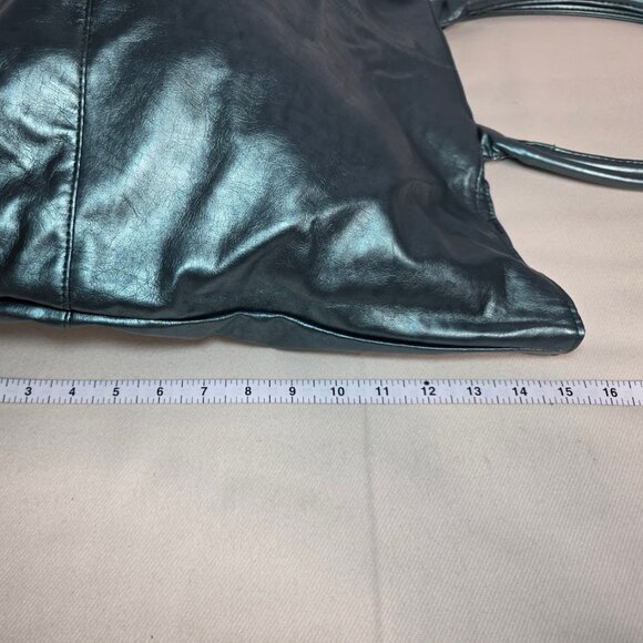 Saks 5th Avenue Large Metallic Jade Green Tote Bag - Picture 5 of 8